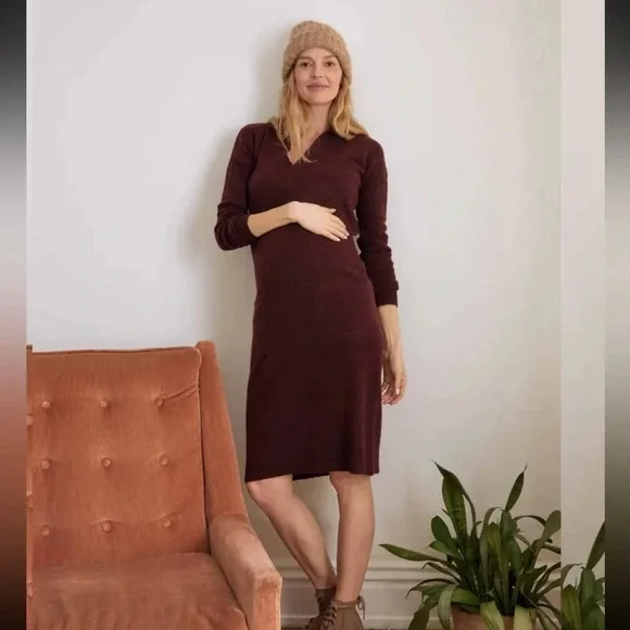 🤎 HATCH “The Polo”‎ Knit Maternity Sweater Dress 🤎
